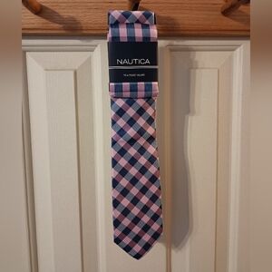 Nautica Pink and Navy Checkered Tie